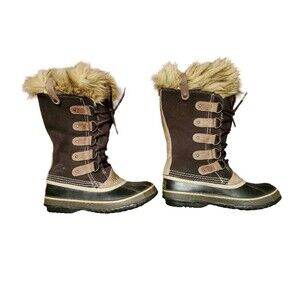Sorel Joan of Arctic Boots Womens 7 Brown Suede Waterproof Snow Duck NL1540